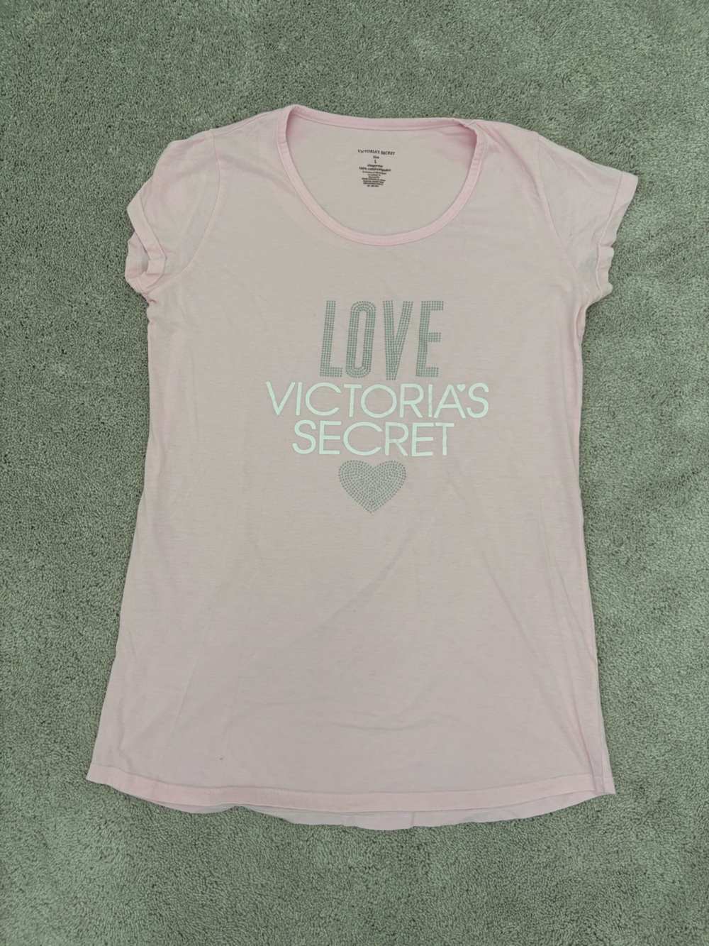 Victoria's Secret Sleep Shirt Pink LOVE Graphic Tee Size Large
